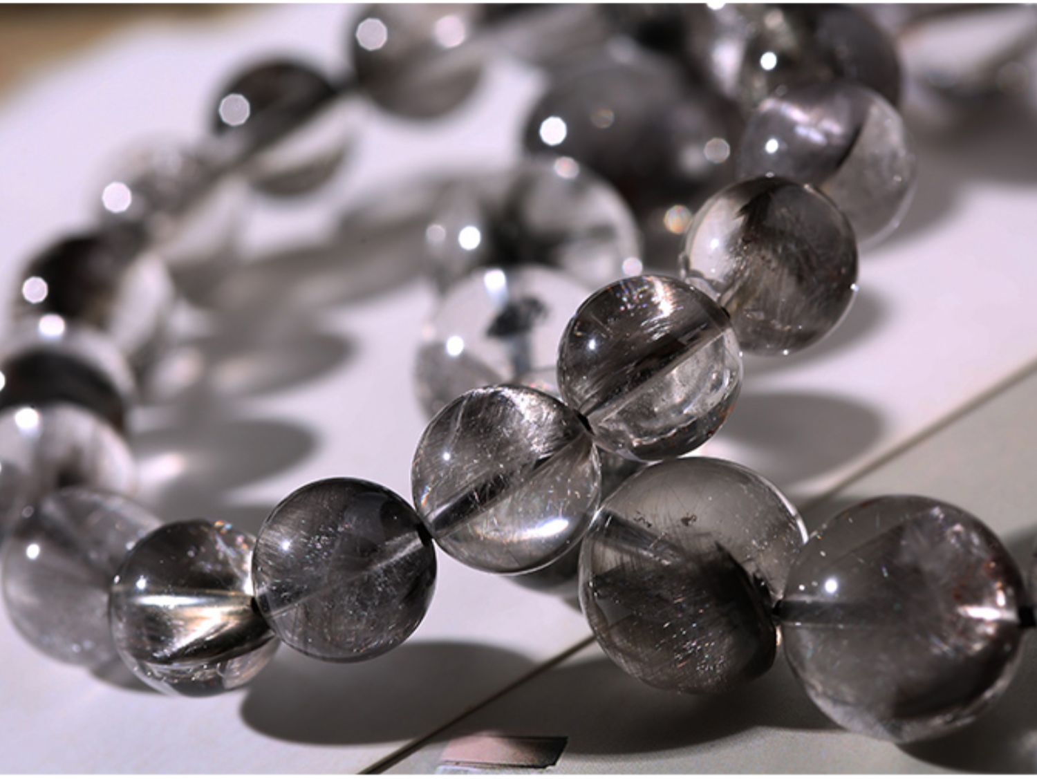 漫居霄 天然黑银钛晶手链男女款黑发晶钛晶猫眼手串 辉锑矿黑水晶猫眼