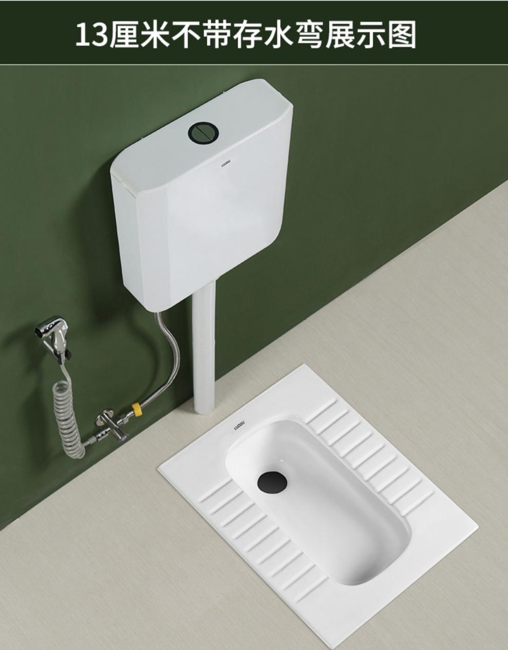 尊驰蹲便器 款矮蹲便器蹲坑式13/18/20cm不带/带存水弯蹲厕家用水箱