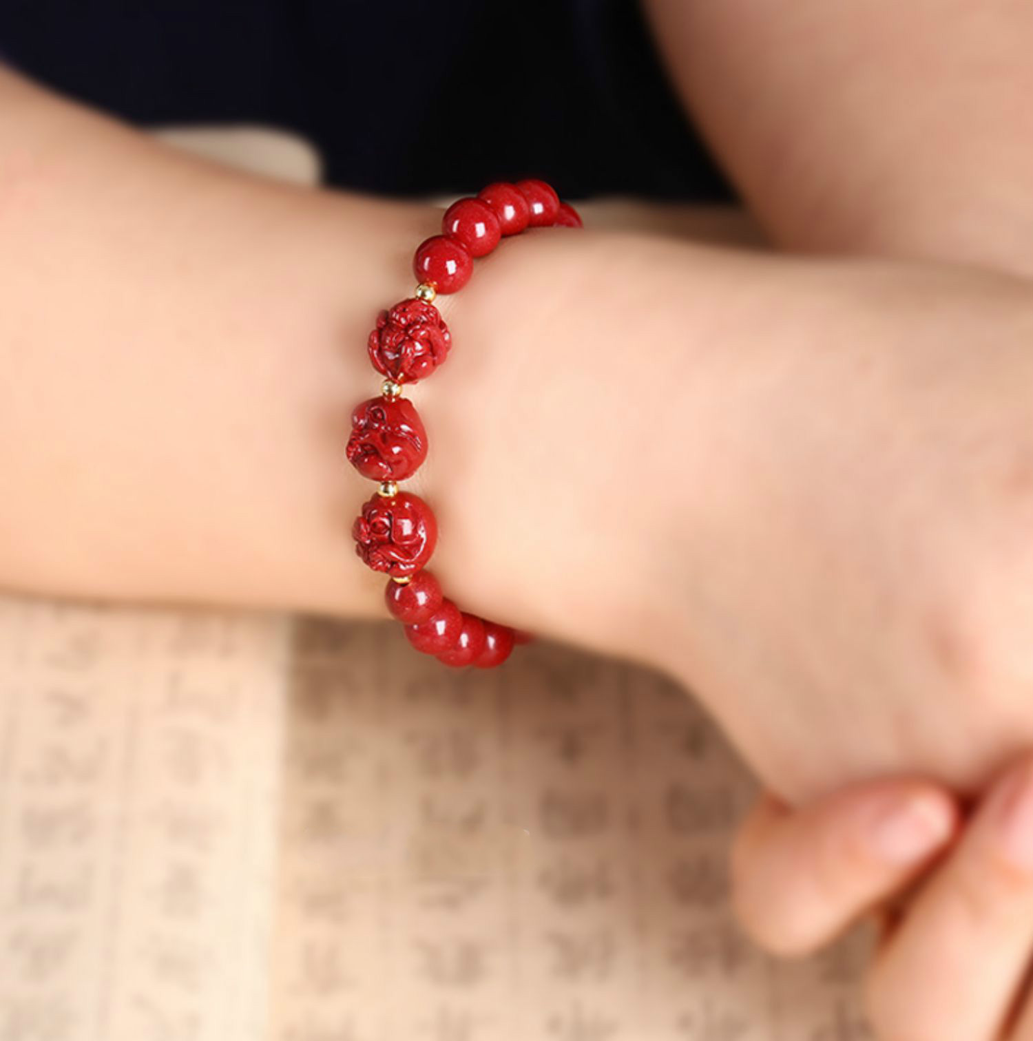 盛赫 虎年三合六合生肖手链女本命年朱砂手串男礼物 生肖蛇8mm款-三合