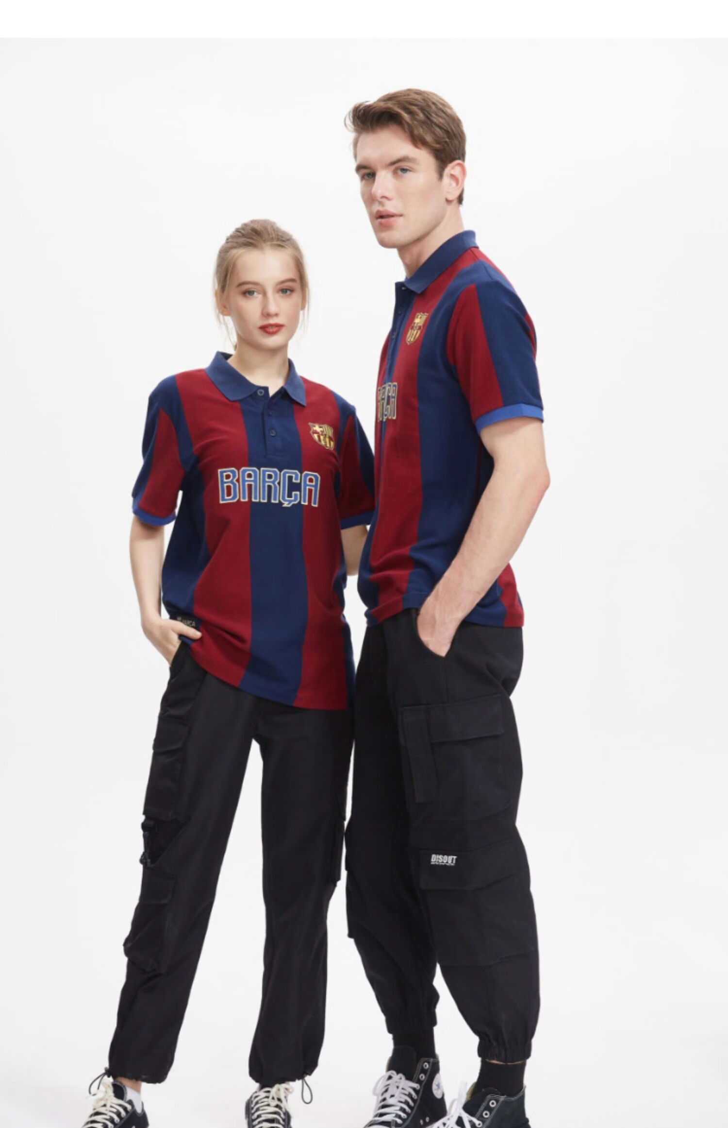 聚星动力 巴塞罗那足球俱乐部官方新款polo衫 巴萨运动休闲红蓝条球衣