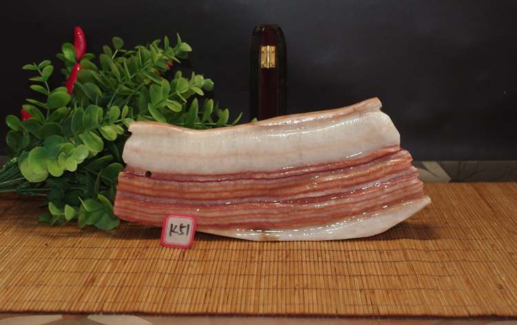 猪肉石 猪肉石彩霞石天然观赏奇石原石精品猪脚摆件五花肉红皮特价