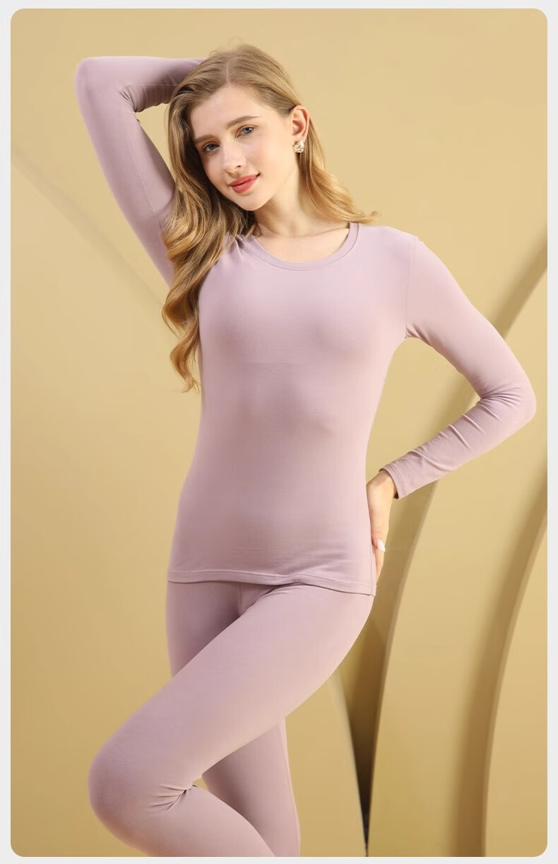 GRACEWELL Women's Pure Cotton Thermal Underwear Set Autumn Winter Cloud Feel Cotton Long Johns Light Pink XL 20