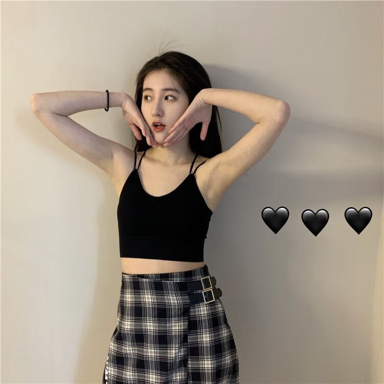 高中生美背内衣女无钢圈吊带带胸垫文胸聚拢抹胸裹胸背心学生高中少女