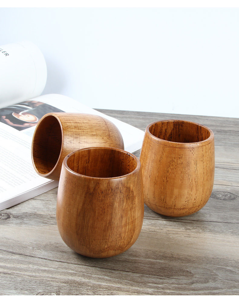 日式木质杯子茶杯啤酒杯隔热木杯实木随手杯水杯酒店餐厅小酒杯555cm