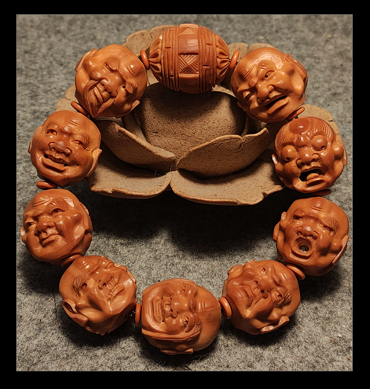 双面须派十八罗汉手串男舟山苏南工纯手工雕刻女士文玩核雕18罗汉