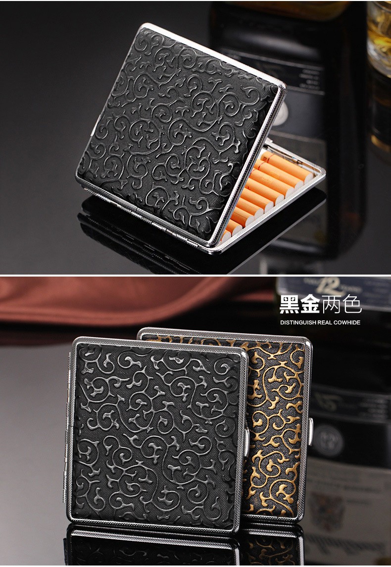 【新品精选】烟盒20支装便携烟盒超薄不锈钢烟盒皮香菸盒子男个性创意