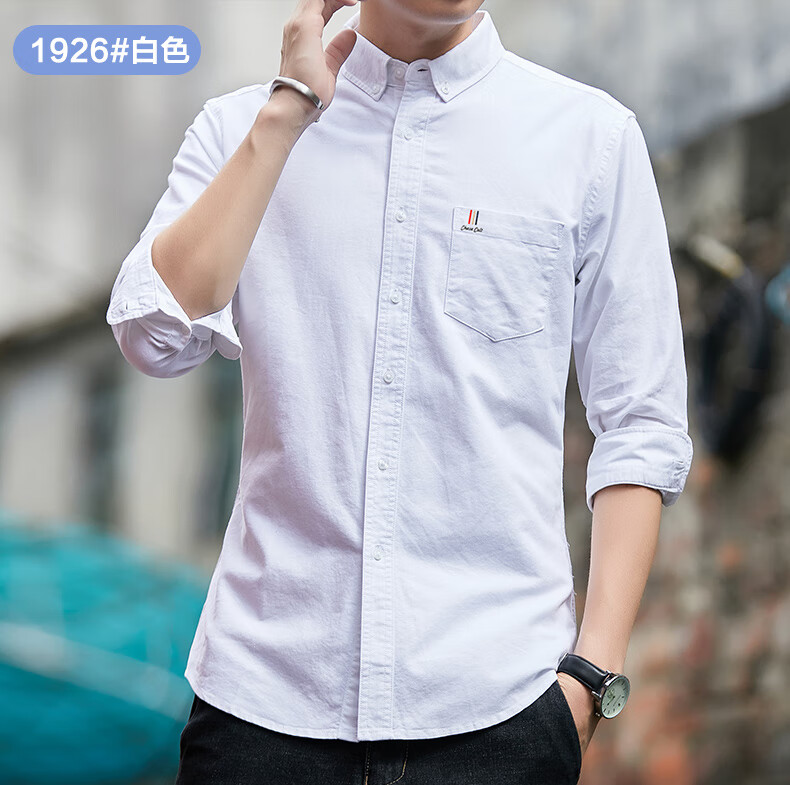 秋季免烫感长袖衬衫男士棉衬衣休闲正装加绒外套男 1669灰色加绒 2xl