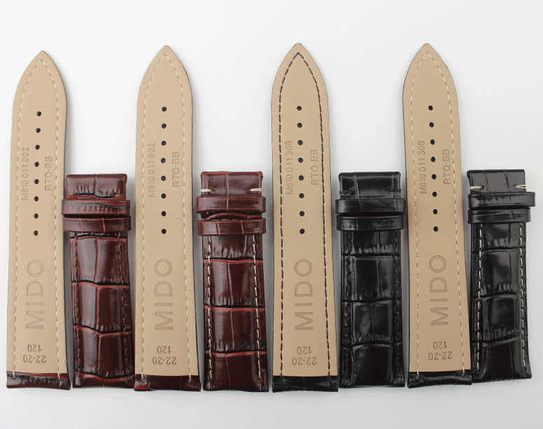 适用于表带贝伦赛丽男女款m8600m7600m007207真皮原装指挥官皮带黑色