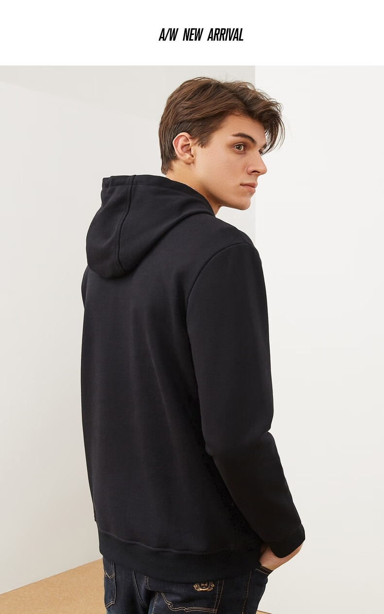 柒牌男装连帽卫衣男秋季新款中青年国潮刺绣长袖套头帽衫卫衣外套121