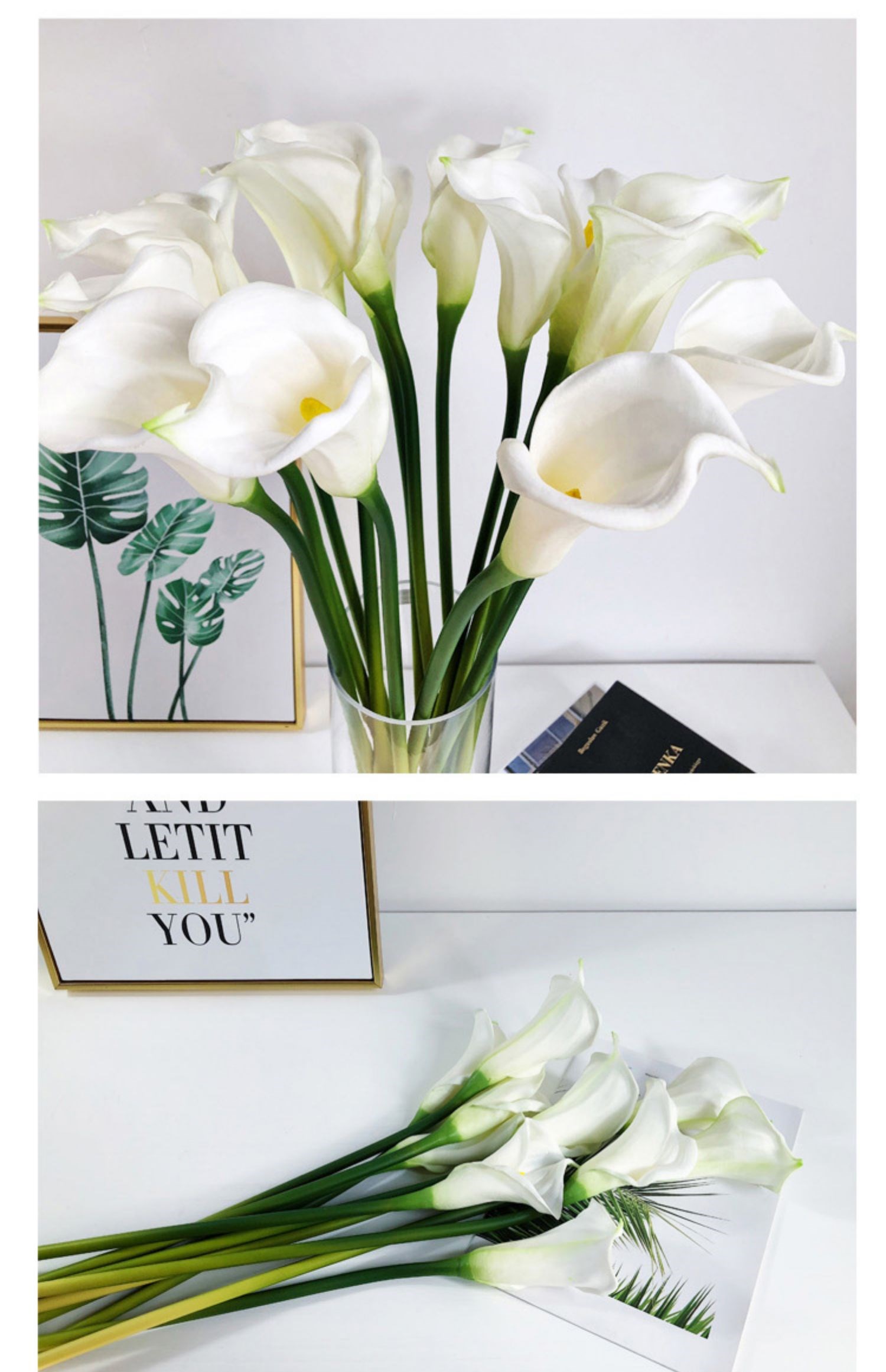 轻奢白色马蹄莲假花仿真花大号干花摆件餐桌花婚礼装饰花t510支白色