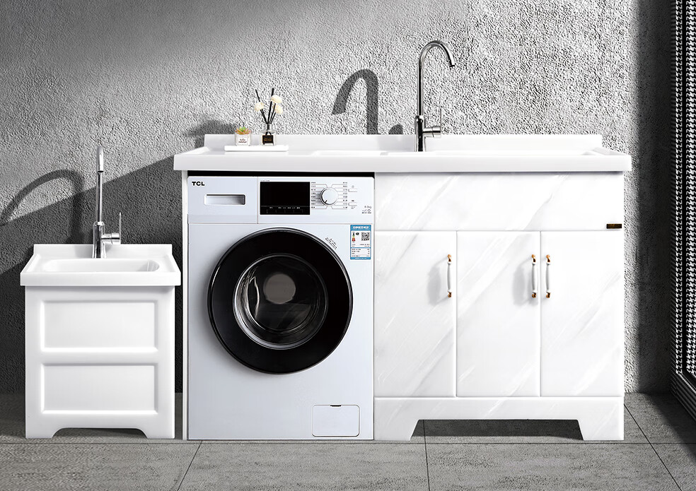 厂直销玉石洗衣柜 阳台洗衣台盆家用石材洗衣池一体组合洗衣机柜 玉石