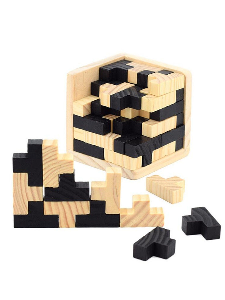 湖莫玩具54t或魔斗 俄罗斯方块木质玩具科教立方 孔明锁鲁班锁儿童