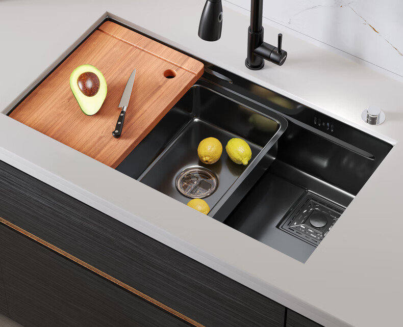 【新款升级】凯斯宝玛水槽联名黑色纳米水槽304不锈钢手工加厚大单槽