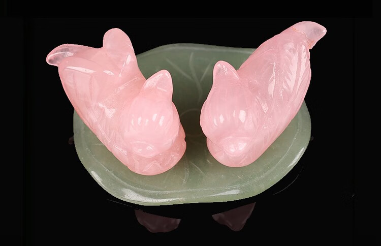 【芙芬官方旗舰】粉水晶鸳鸯摆件巴西芙蓉晶粉色玉石鸳鸯卧室床头柜送