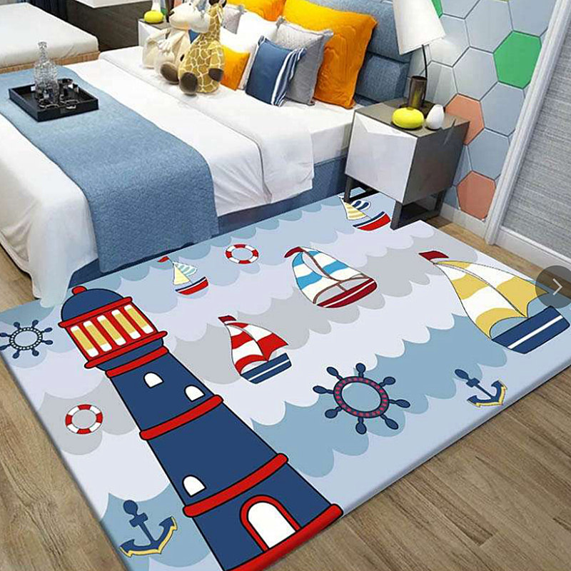 可爱卡通儿童地毯男孩卧室房间满铺床边毯定制榻榻米长方形爬行垫子雄