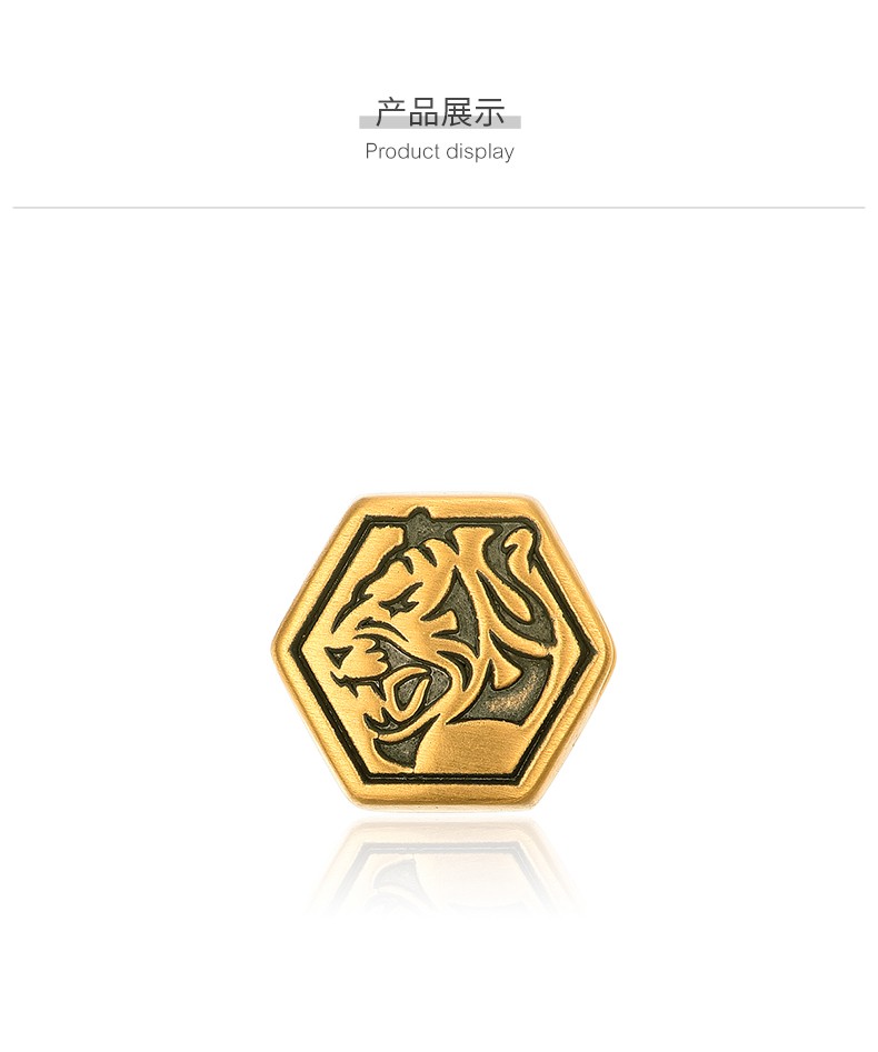 新年礼物tsl谢瑞麟刺青图腾系列黄金转运珠男款老虎图样足金串珠送礼