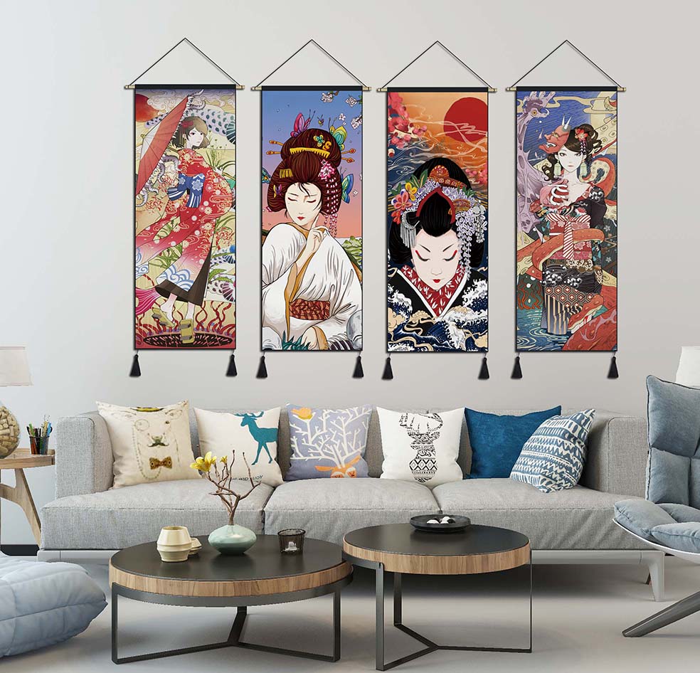 日式装饰画浮世绘日本刺青居酒屋挂画榻榻米客厅背景墙壁画布画01款