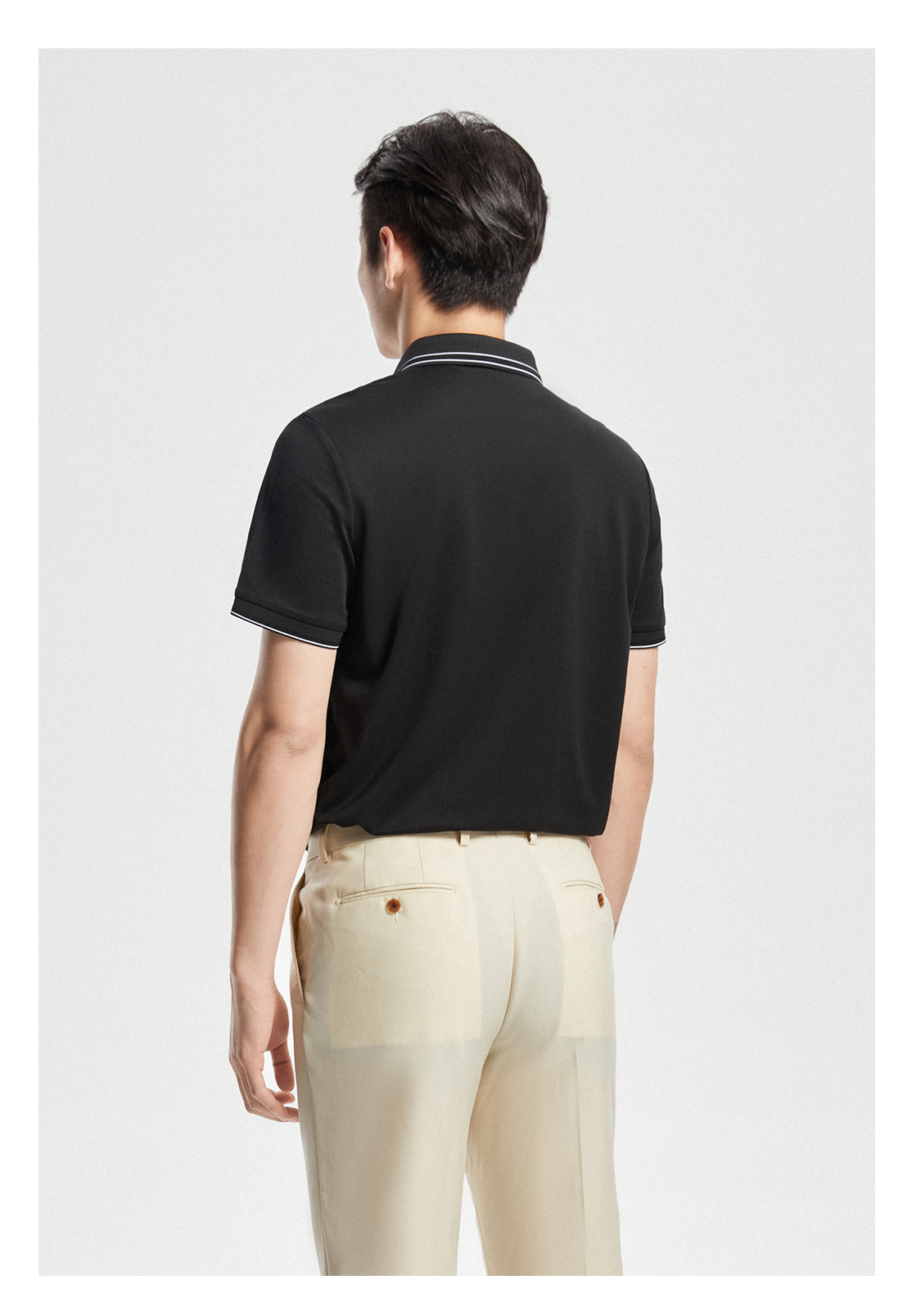 bycreation柏品桑蚕丝珠地网眼商务polo衫男士夏季亲肤透气休闲撞色