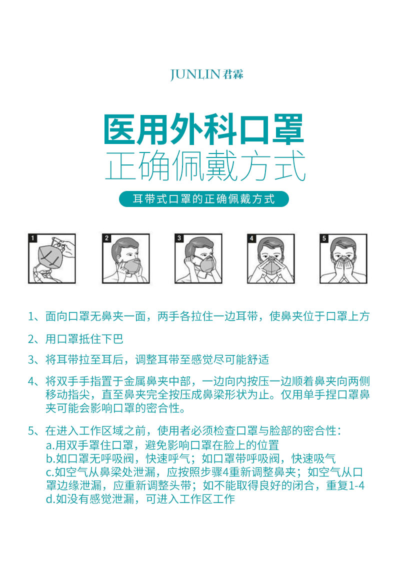 君霖医用外科口罩独立包装灭菌级一次性医用口罩防尘口罩无菌成人挂耳