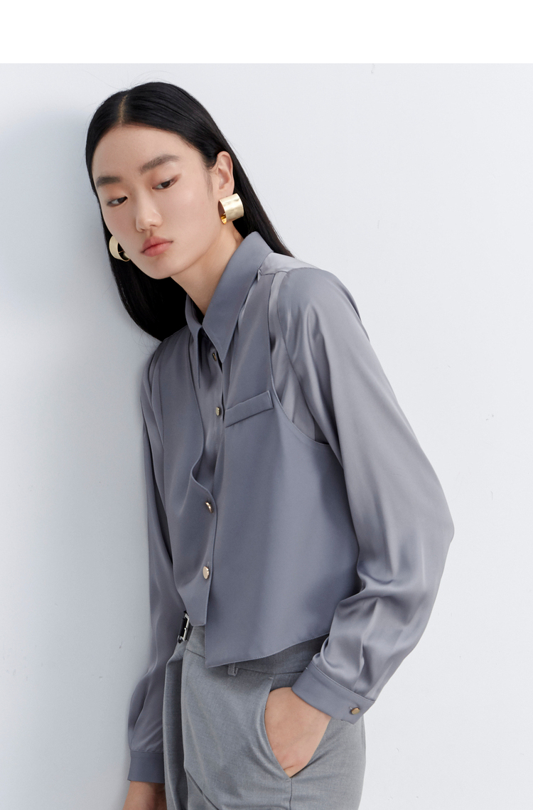 rococo2021秋新款简约气质感显瘦通勤ol雪纺长袖衬衫上衣女212312ka