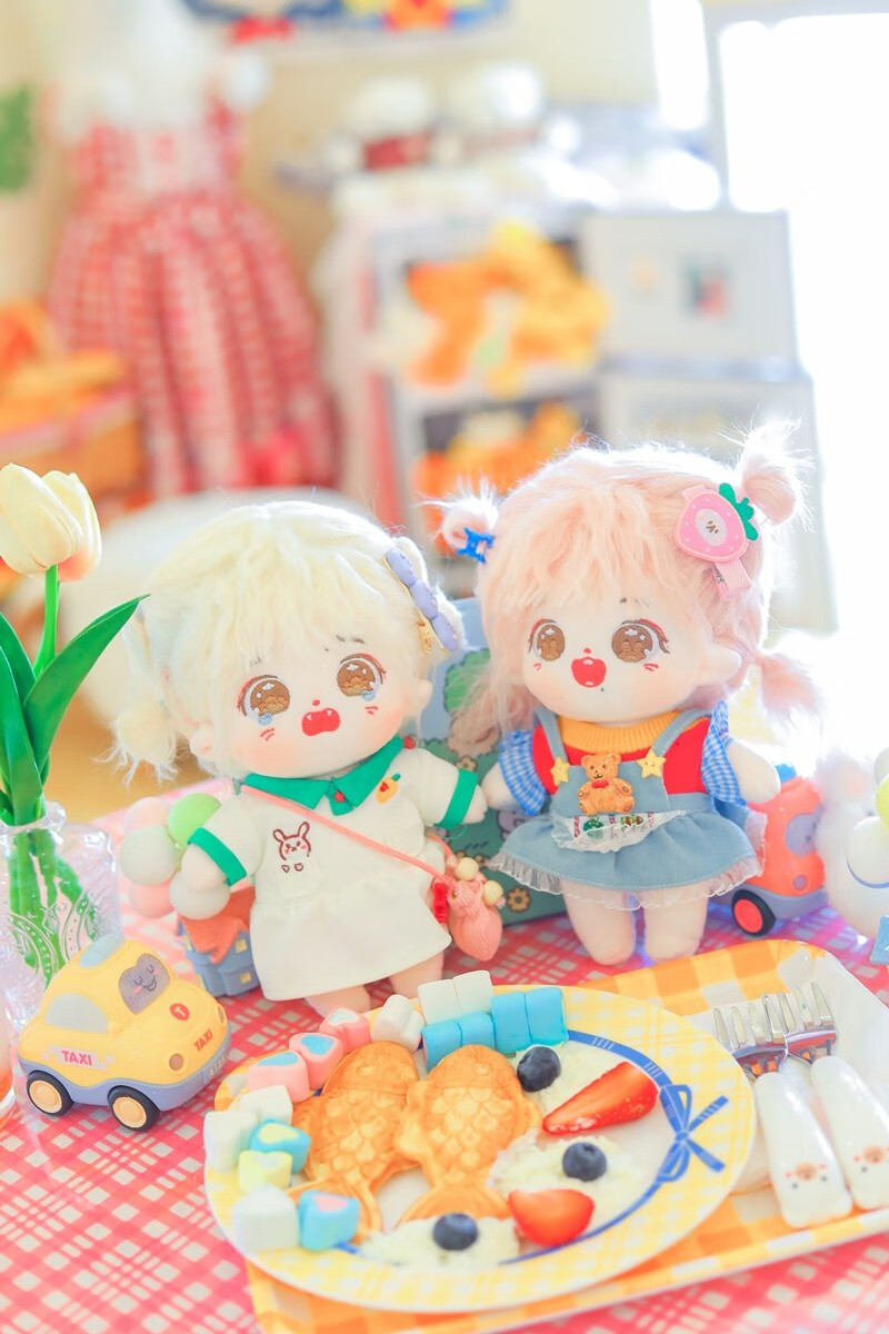 炸毛棉花娃娃20cm裸娃高温丝假发王一博肖战私生明星玩偶可爱公仔卷