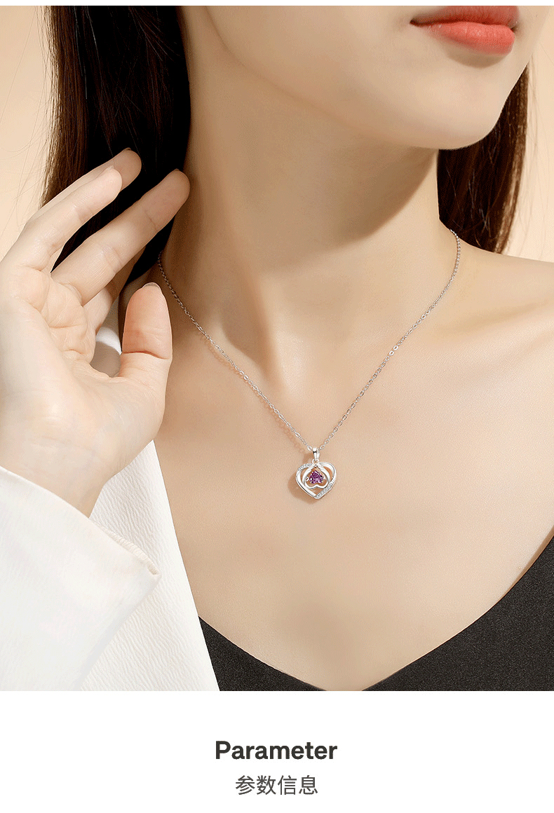 伊生爱饰品守护之心项链best wishes项链坠链均925银锆石七夕情人节送