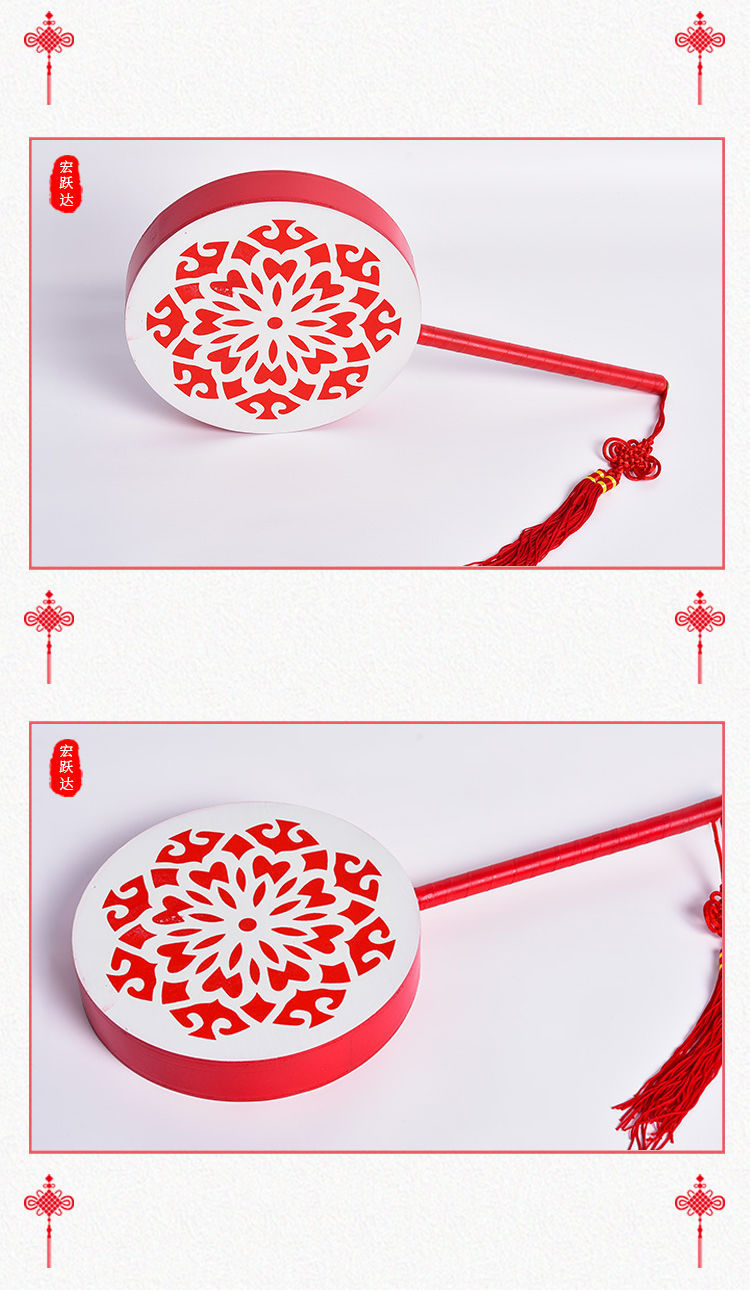 牛皮热巴鼓2023cm太平鼓舞蹈道具藏族舞木质扇子鼓演出童心鼓30厘米