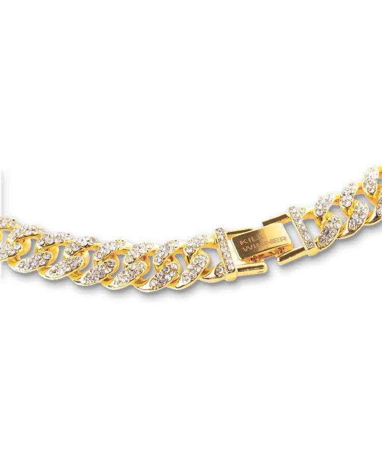 killwinner项链手链戒指双排镶钻古巴项链男女情侣潮回到未来项链银色