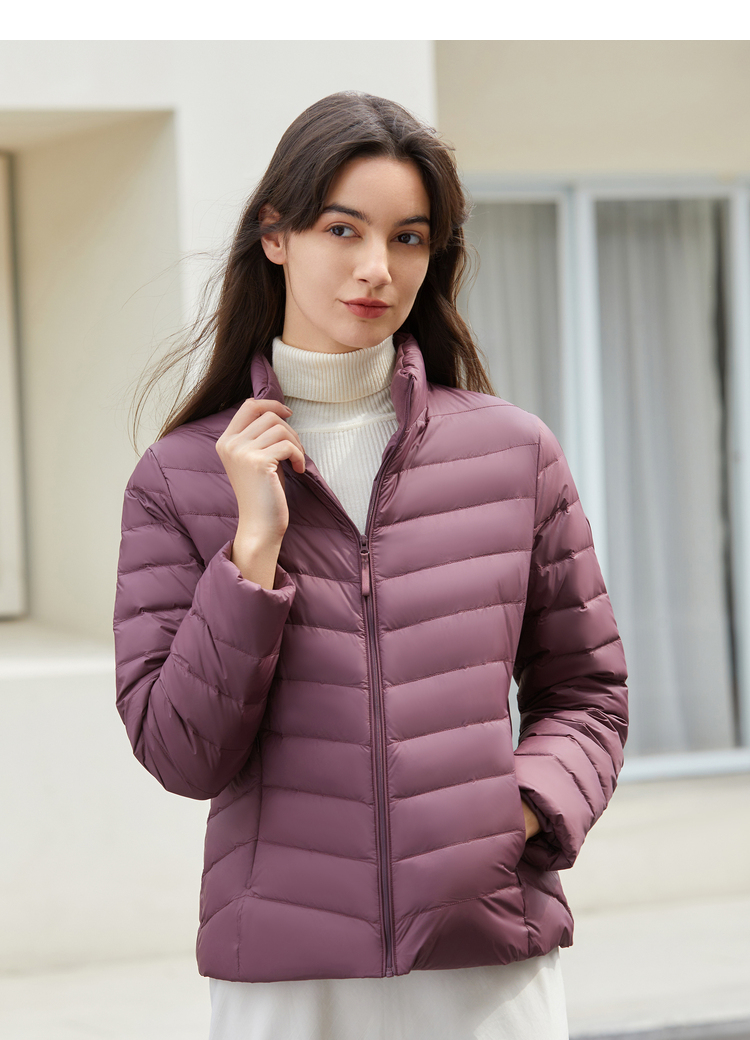 波司登秋季新款轻薄羽绒服女立领休闲百搭宽松时尚短款反季女装外套90