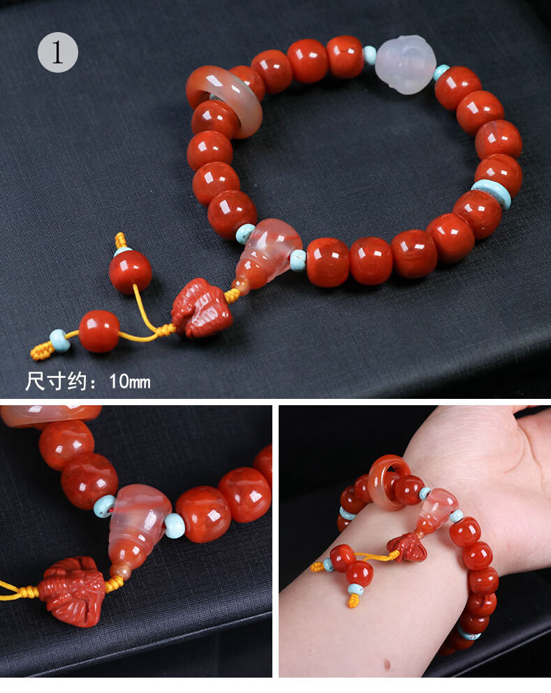 天然四川凉山南红玛瑙手串diy单圈手串柿子红原创设计手链送女友老婆