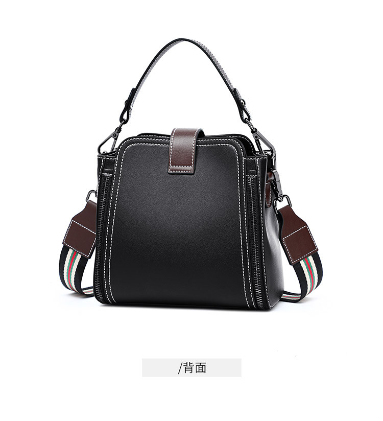 皓顿2021新款牛皮柔软舒适时尚百搭女款单肩包斜挎包水桶包女包珍珠白