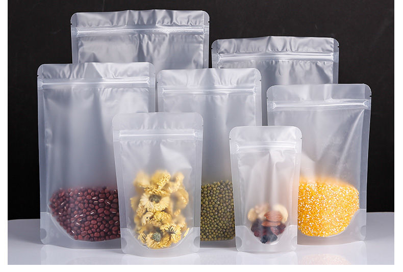 磨砂自立袋透明自封袋pet密封袋防潮食品包装袋干货花茶零食分装10只
