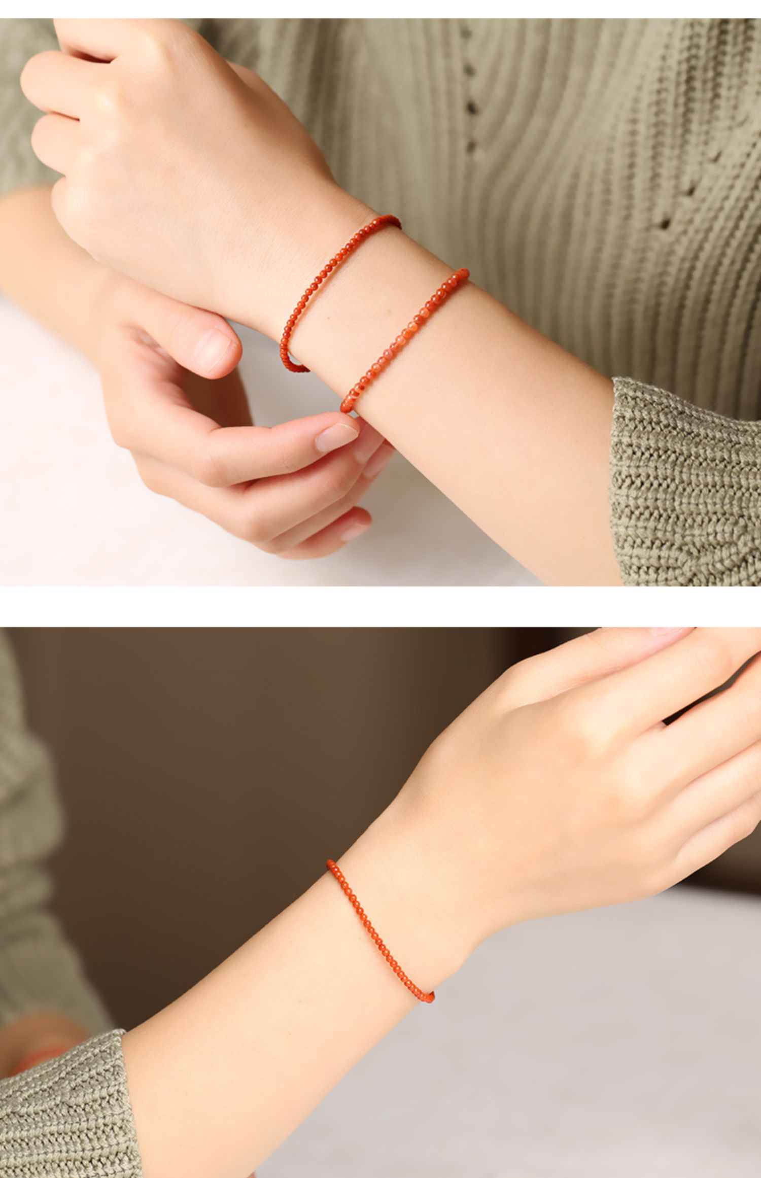 玛瑙手串女极细手链夏保山冰飘本命年虎年 柿柿如意柿子红:手围14厘米