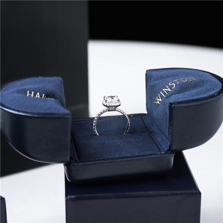 harry winston钻戒 定制 the one 枕形方形主钻2克拉仿钻戒银求婚订婚