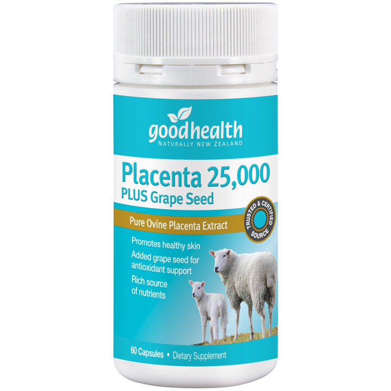 现货新西兰goodhealth好康羊胎素含葡萄籽60粒胶囊