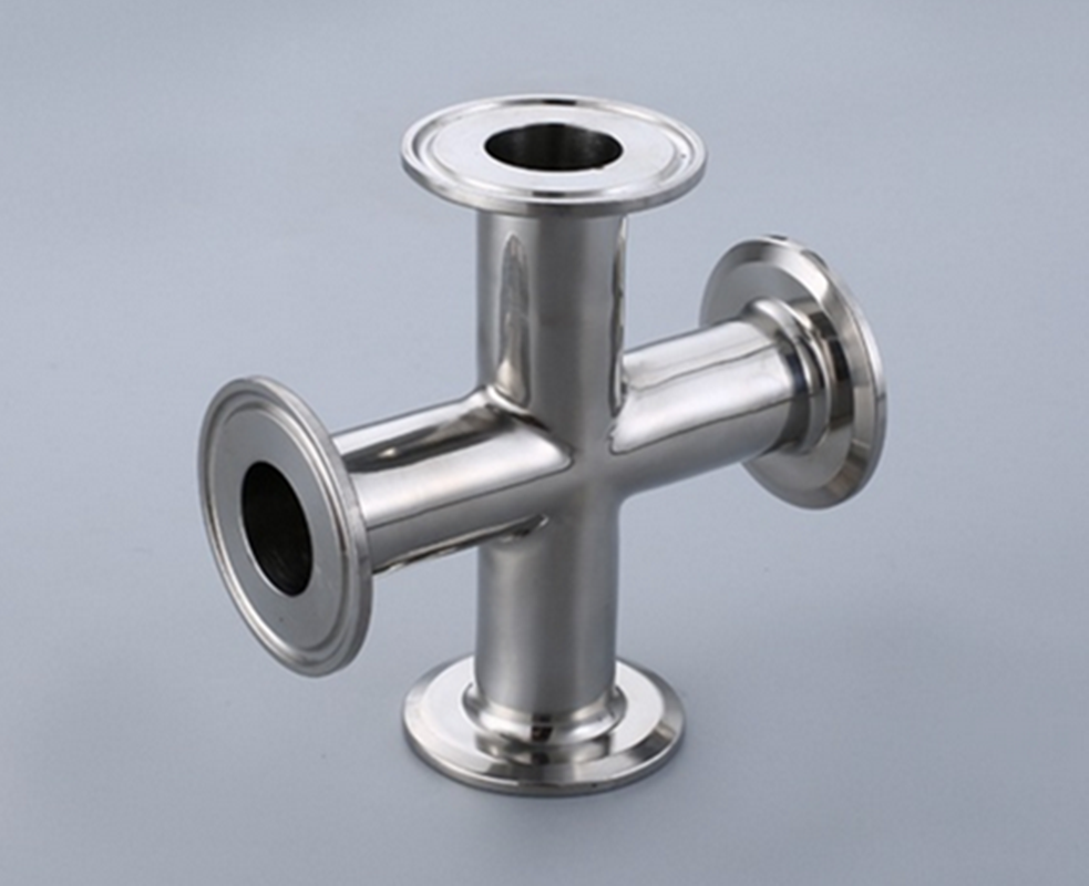 304 不锈钢卫生级快装四通焊接等径快开十字接头卡箍式卡盘四通管 快