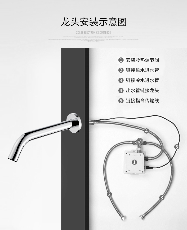 迪的ceyol入墙式感应水龙头单冷冷热面盆洗手器全自动墙出水台上盆