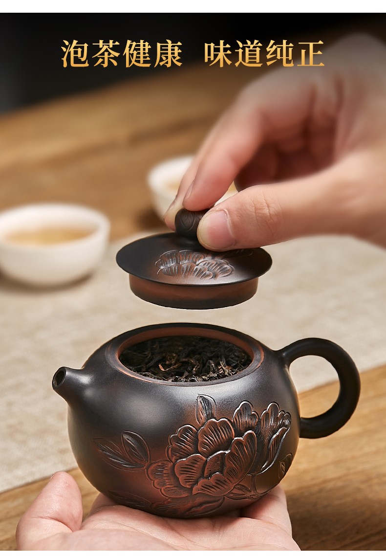 此时此刻云南建水紫陶茶壶泡茶壶茶具纯手工西施壶牡丹西施单壶