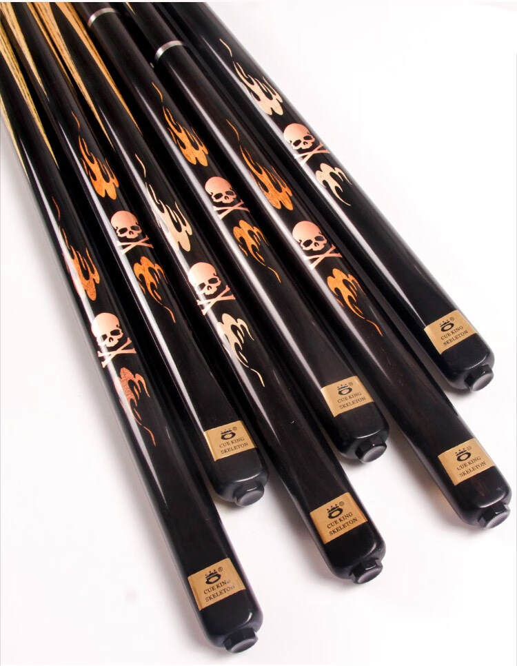 骷髅台球杆小头单节通杆 台球斯诺克分体球杆黑八黑8桌球 分体杆筒