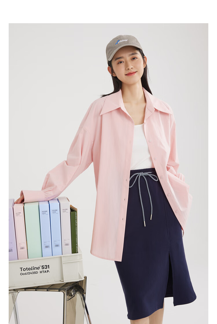 茵曼翻领衬衫女2022年春季新款宽松通勤百搭休闲尖领简约纯棉衬衣白色