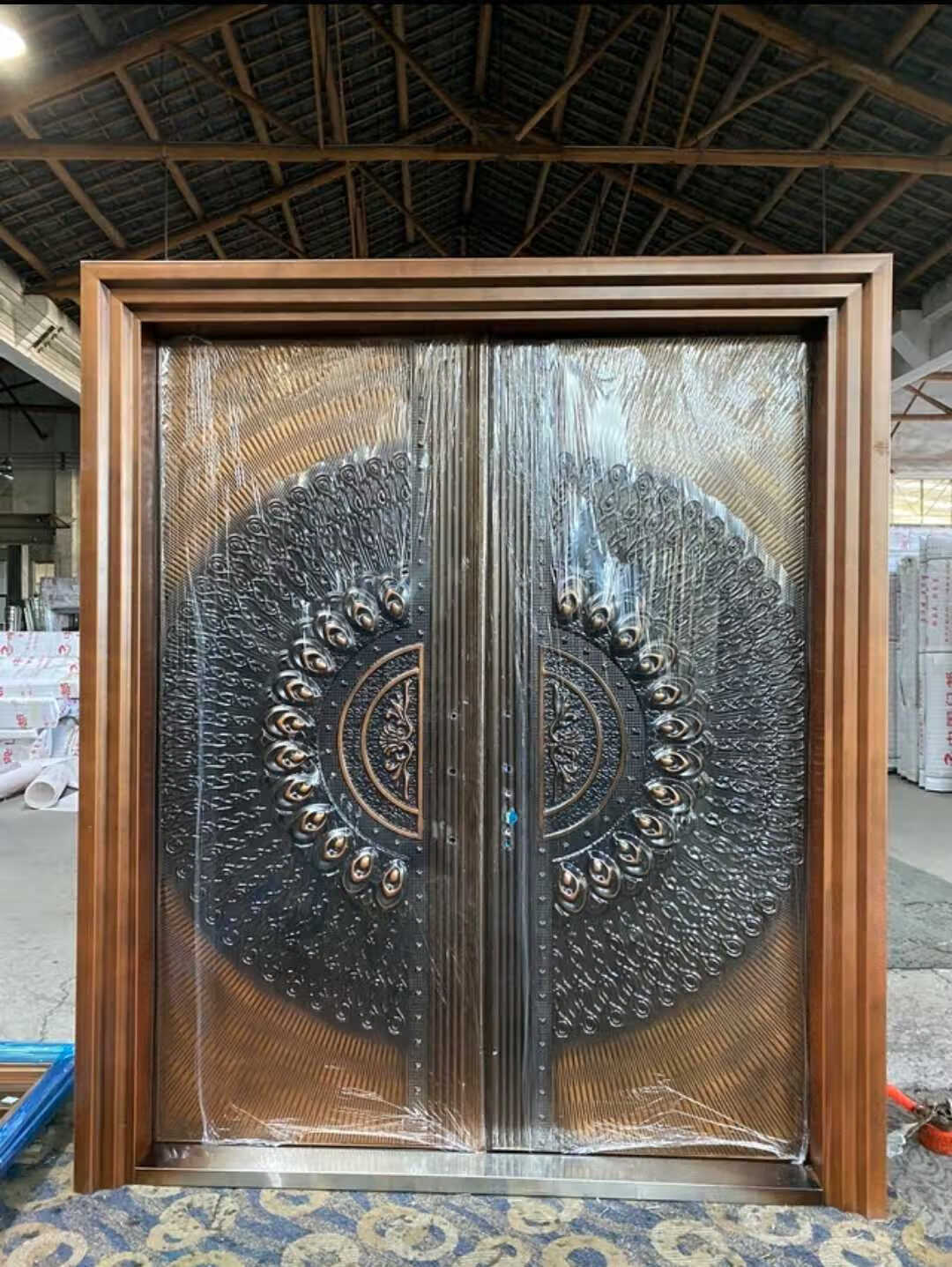 仿铸铝卡门自建房农村别墅大门双开对开门进户门防盗入户门仿铜门