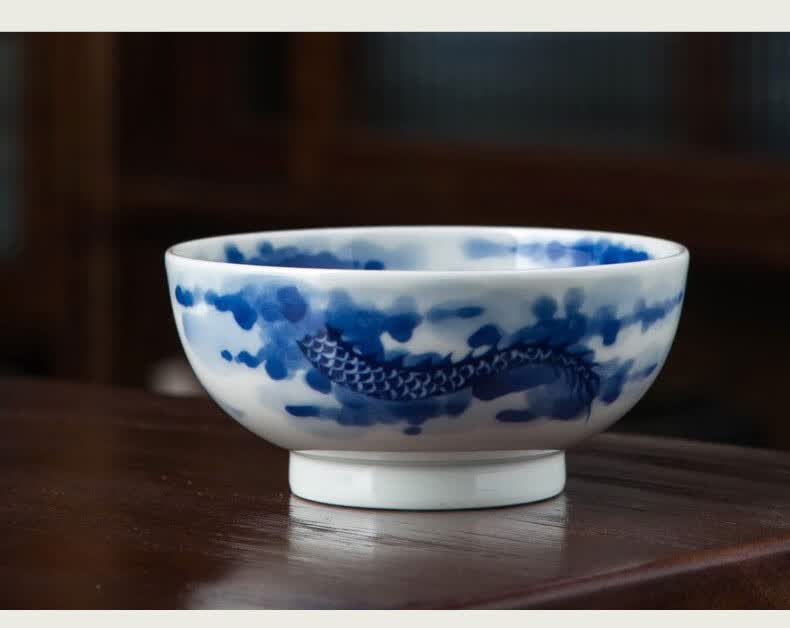 石话石说(shihuashishuo) 景德镇手绘青花瓷过墙龙纹陶瓷茶杯个人专用