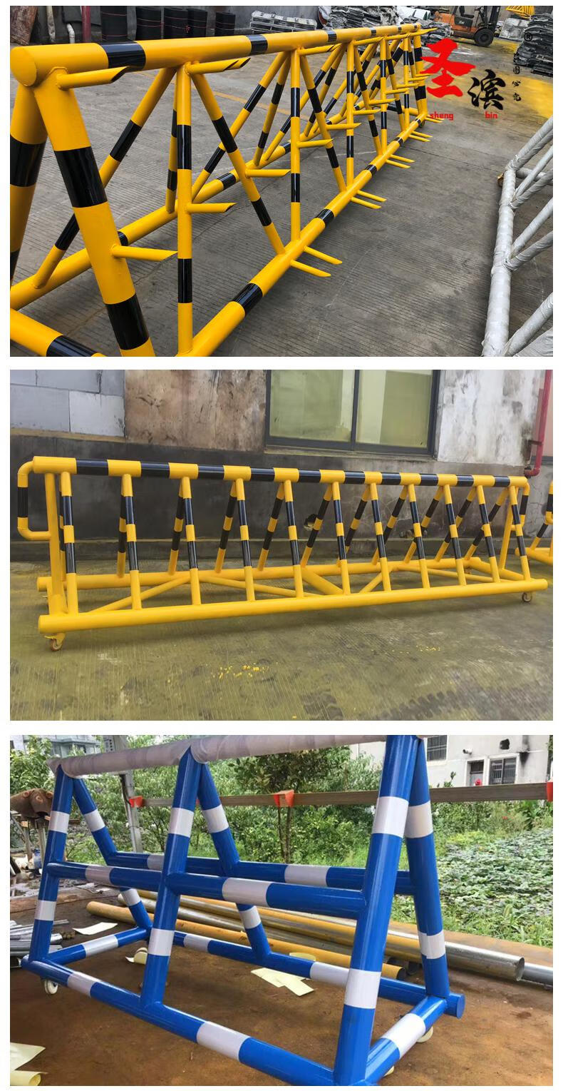 移动拒马防护栏防暴防撞道路学校护栏铁三角架路障厂家火售蓝白7650管