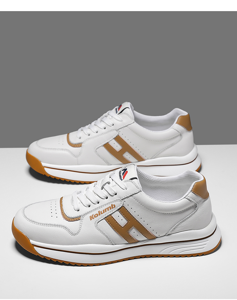 kolumb哥仑步男鞋2021夏季新款真皮小白鞋男士休闲运动