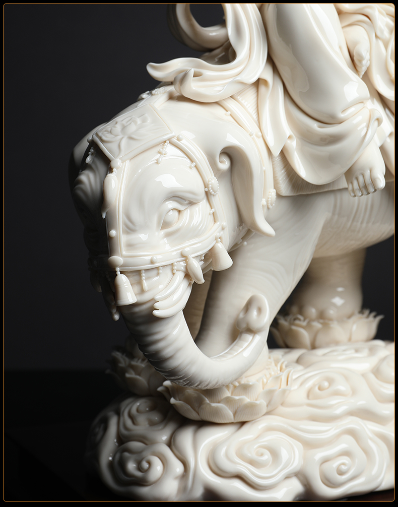 七珍 陶瓷佛像摆件《立象祥云普贤菩萨》兰全盛大师作品 家居饰品 d47