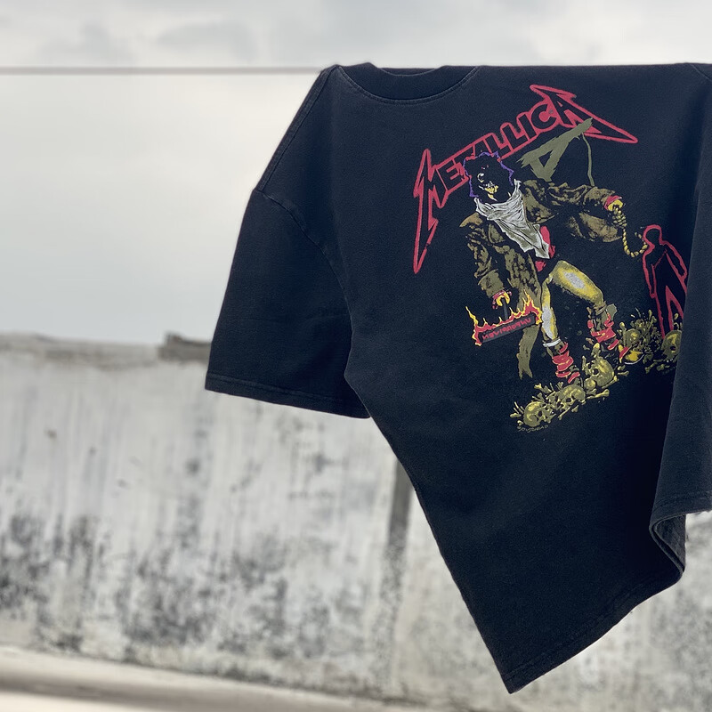 佐倾vtg地球人fog 蜥蜴人metallica短袖潮牌男vintage古着做旧宽松