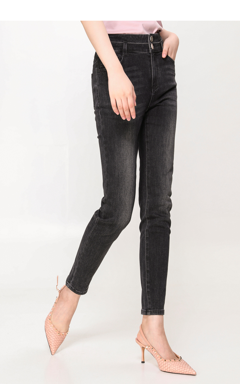 yifini易菲棉弹显瘦直筒九分牛仔裤女2021春季新款铅笔裤休闲裤2107k