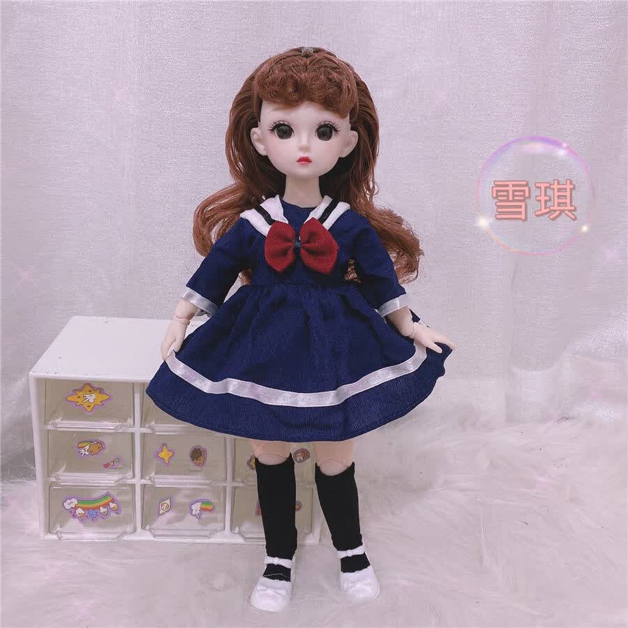 6分30厘米bjd芭比娃娃日系学院风jk制服连衣裙换装洋娃娃女孩玩具