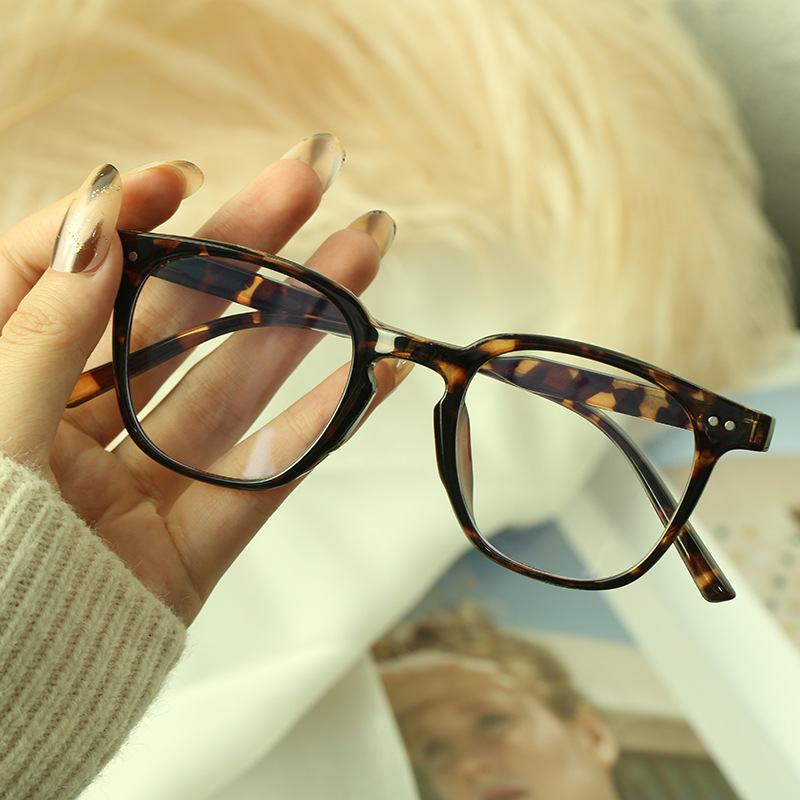 bhnglkm 防蓝光平光镜男女时尚镜架韩版学生多边形眼镜框 灰框 如图色