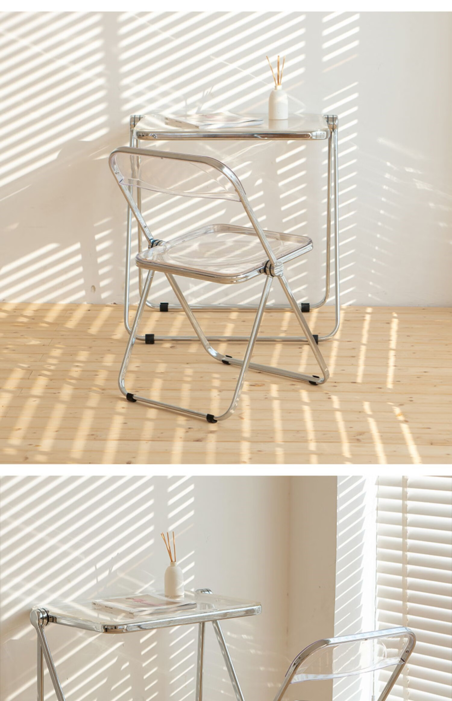 亚克力凳子 透明透明椅子北欧折叠椅ins网红餐椅家用靠背现代简约